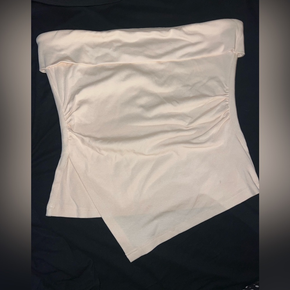 Cream Strapless Crop Top